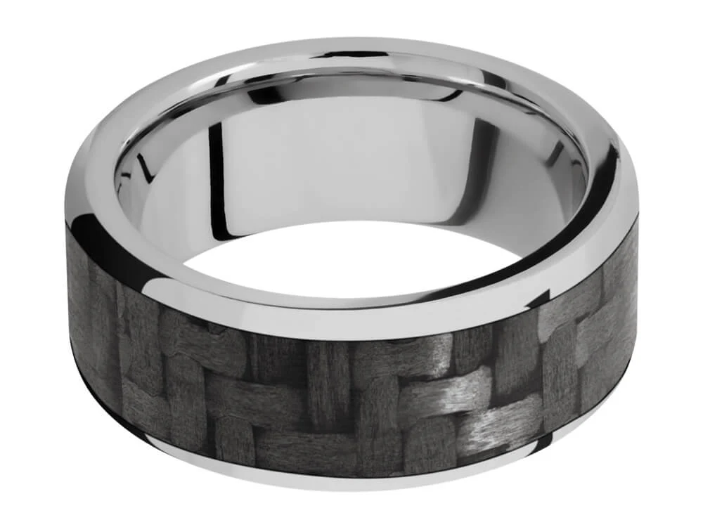 9mm Titanium Ring With 7mm Real Carbon Fiber Inlay - Image 3