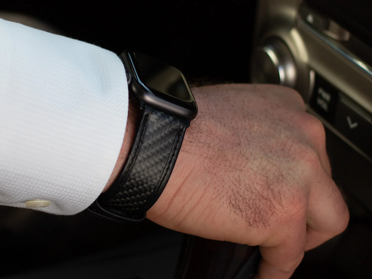 CarboBand Carbon Fiber & Leather Band for Apple Watch 42mm / 44mm / 45mm / 46mm / 49mm - Image 3