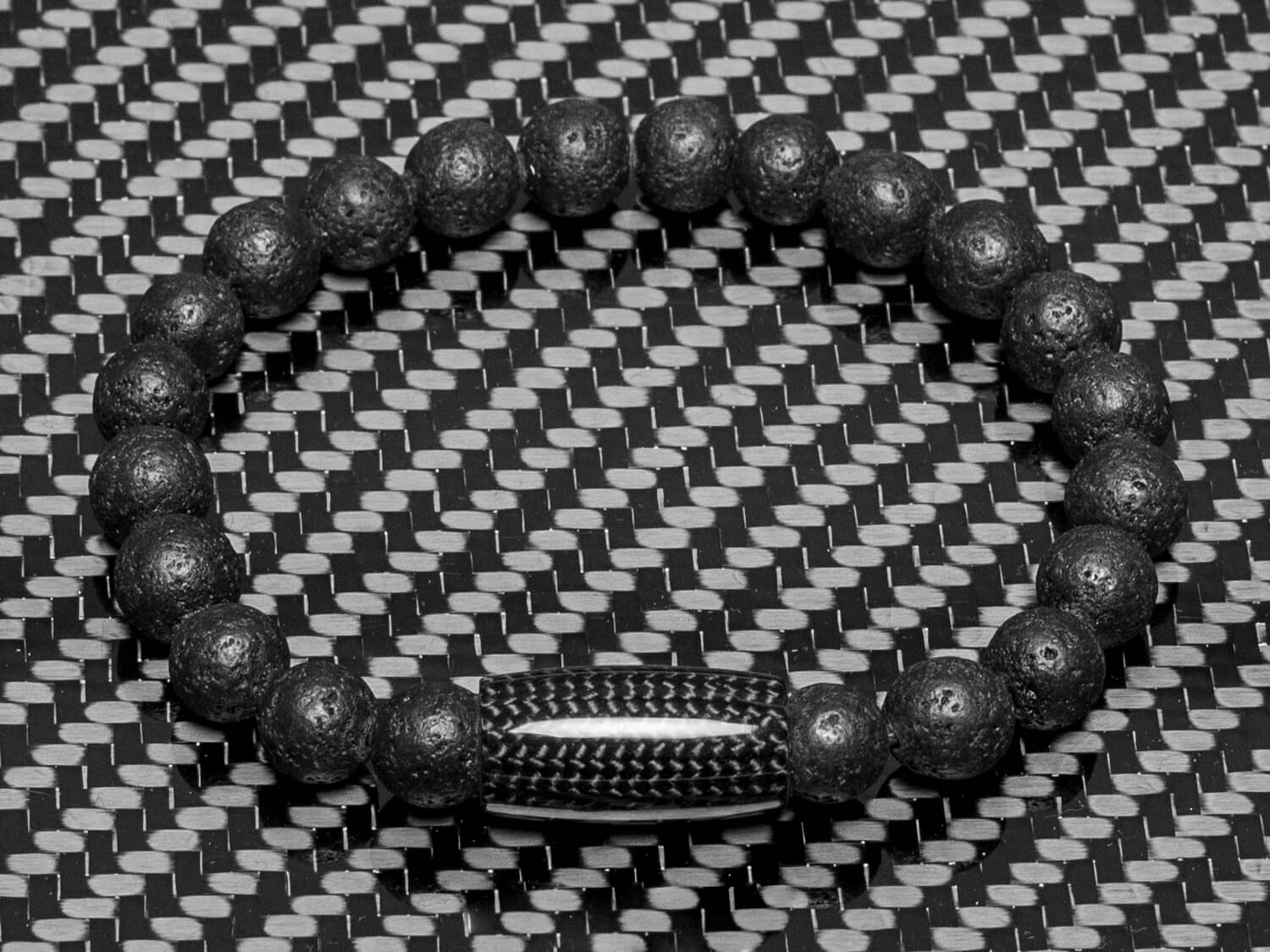 Carbon Fiber and Lava Rock Beaded Bracelet - Image 3