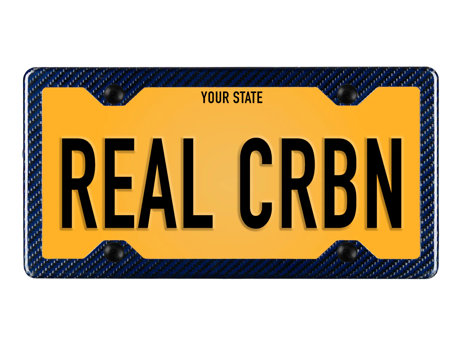 Carbon Fiber / Blue Aramid Fiber License Plate Frame - 4 Holes Minimal - Gloss Finish