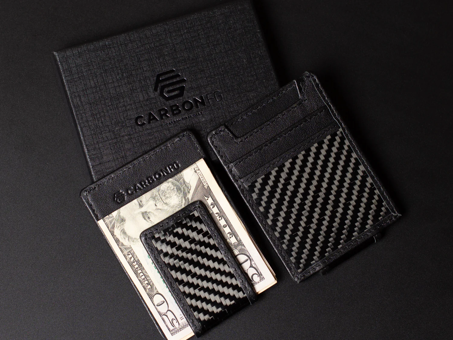 CarbonFG Carbon Fiber & Leather Money Clip Wallet - Image 3