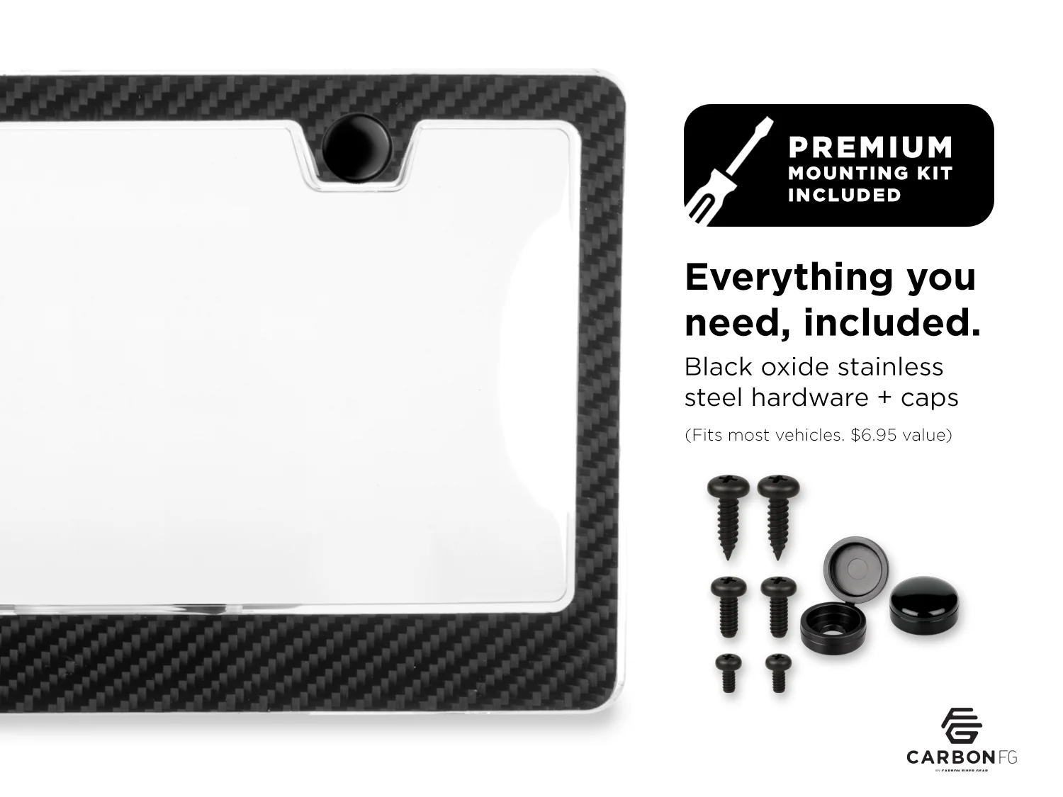 Carbon Fiber License Plate Frame - 2 Holes with Clear Cover - Gloss Finish - Image 3