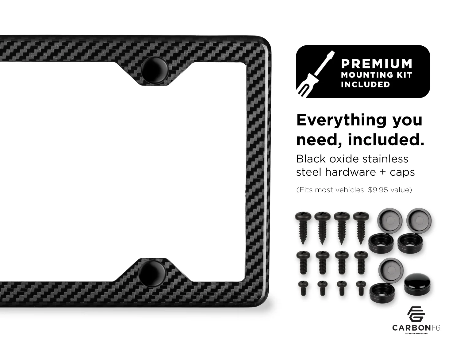 Carbon Fiber License Plate Frame - 4 Holes Minimal - Gloss Finish - Image 3