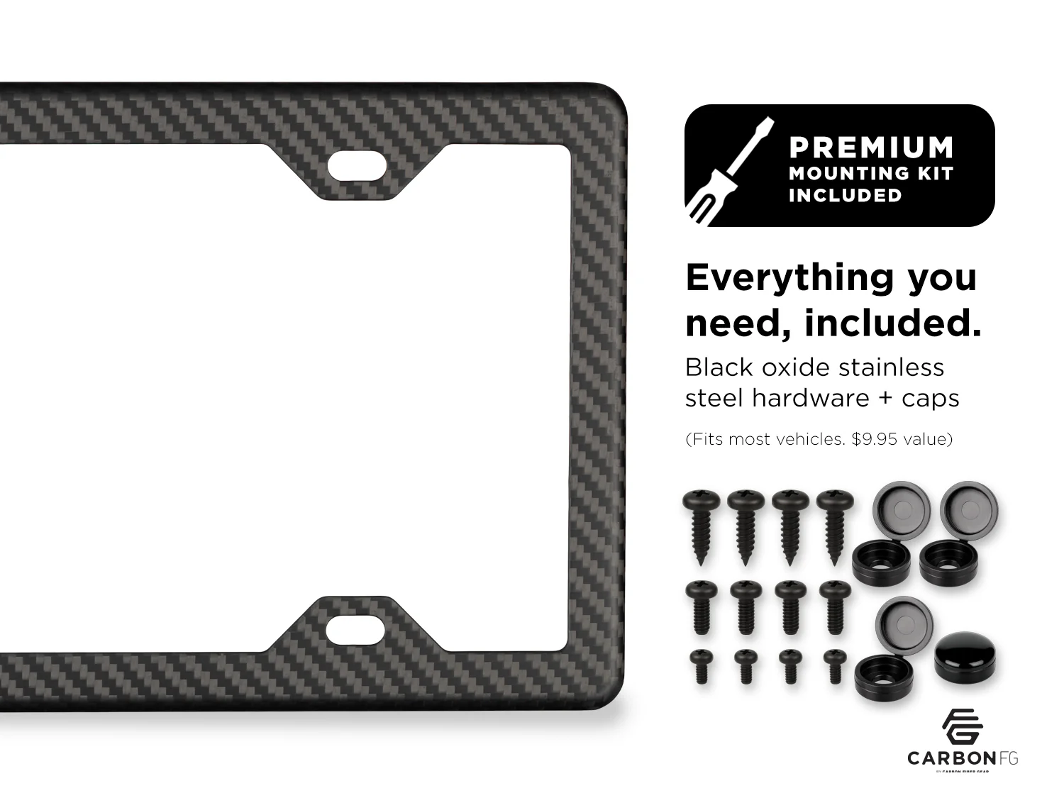 Carbon Fiber License Plate Frame - 4 Holes Minimal - Matte Finish - Image 3