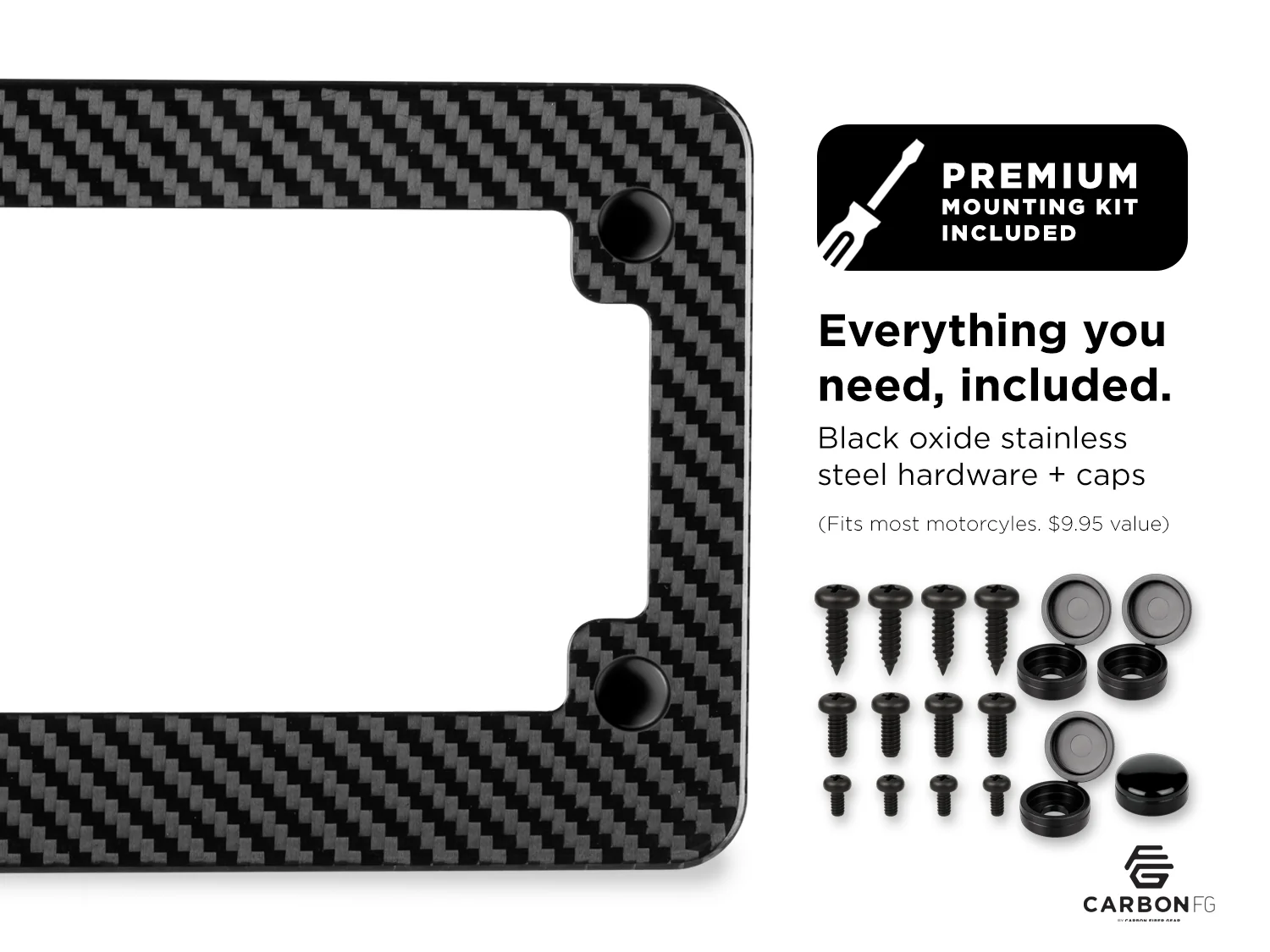 Carbon Fiber Motorcycle License Plate Frame - 4 Holes - Gloss Finish - Image 4