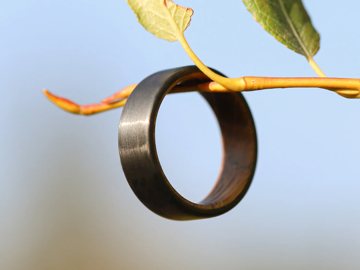 Cooper Carbon Fiber & Reclaimed Whiskey Barrel Wood Ring - Image 3