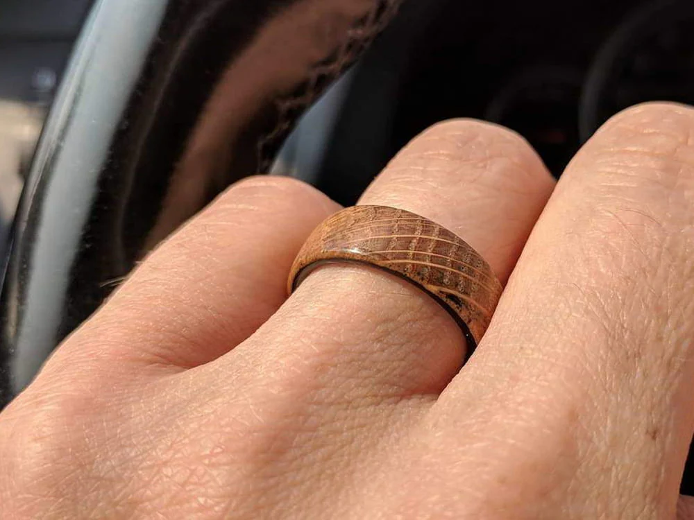 Distiller Carbon Fiber & Reclaimed Whiskey Barrel Ring - Image 2