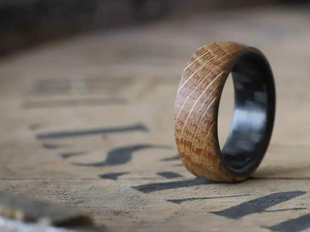 Distiller Carbon Fiber & Reclaimed Whiskey Barrel Ring - Image 3