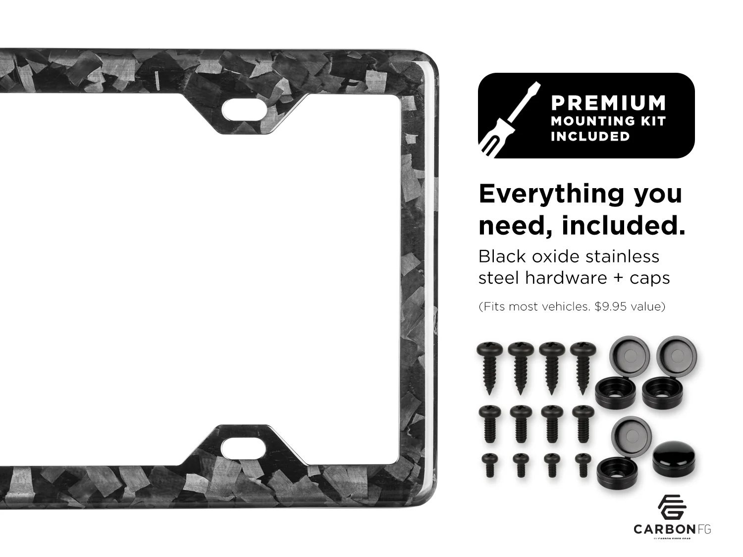 Forged Carbon Fiber License Plate Frame - 4 Holes Minimal - Gloss Finish - Image 3