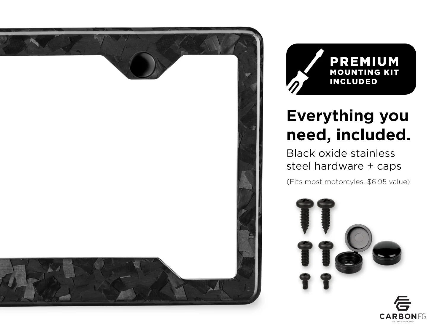 Forged Carbon Fiber License Plate Frame - 2 Holes Angled Bottom - Gloss Finish - Image 3