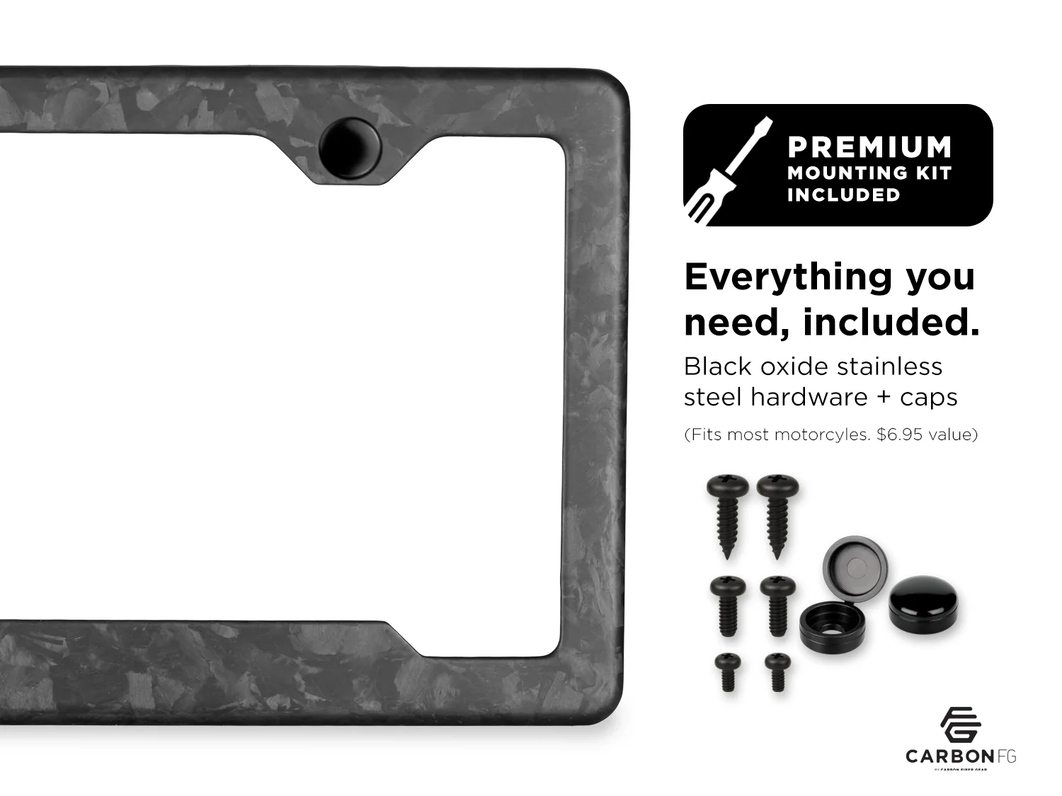 Forged Carbon Fiber License Plate Frame - 2 Holes Angled Bottom - Matte Finish - Image 4