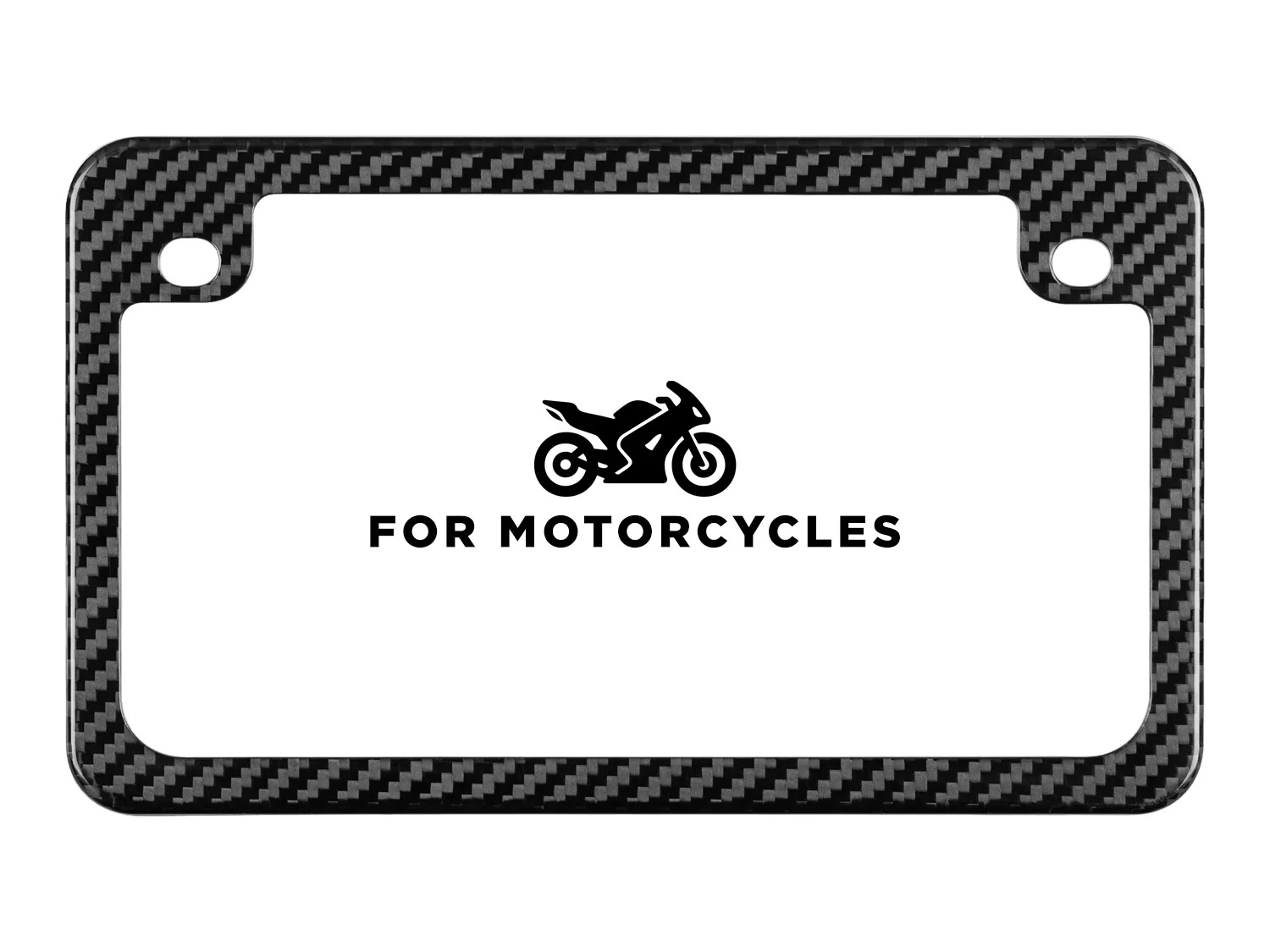 Carbon Fiber Motorcycle License Plate Frame - 2 Holes - Gloss Finish