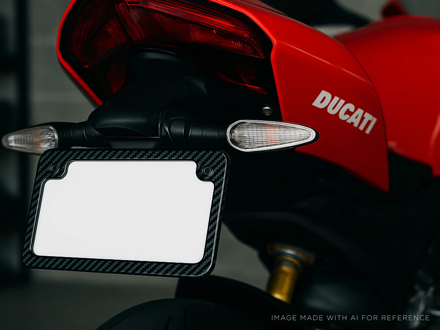 Carbon Fiber Motorcycle License Plate Frame - 2 Holes - Gloss Finish - Image 3