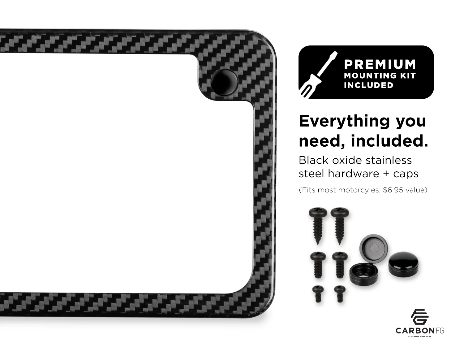 Carbon Fiber Motorcycle License Plate Frame - 2 Holes - Gloss Finish - Image 4