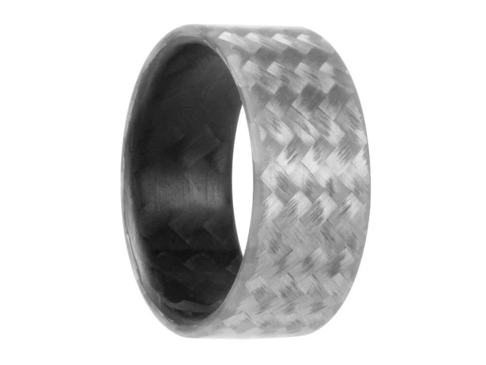 Silverback Carbon Fiber & Silver Fiberglass Ring