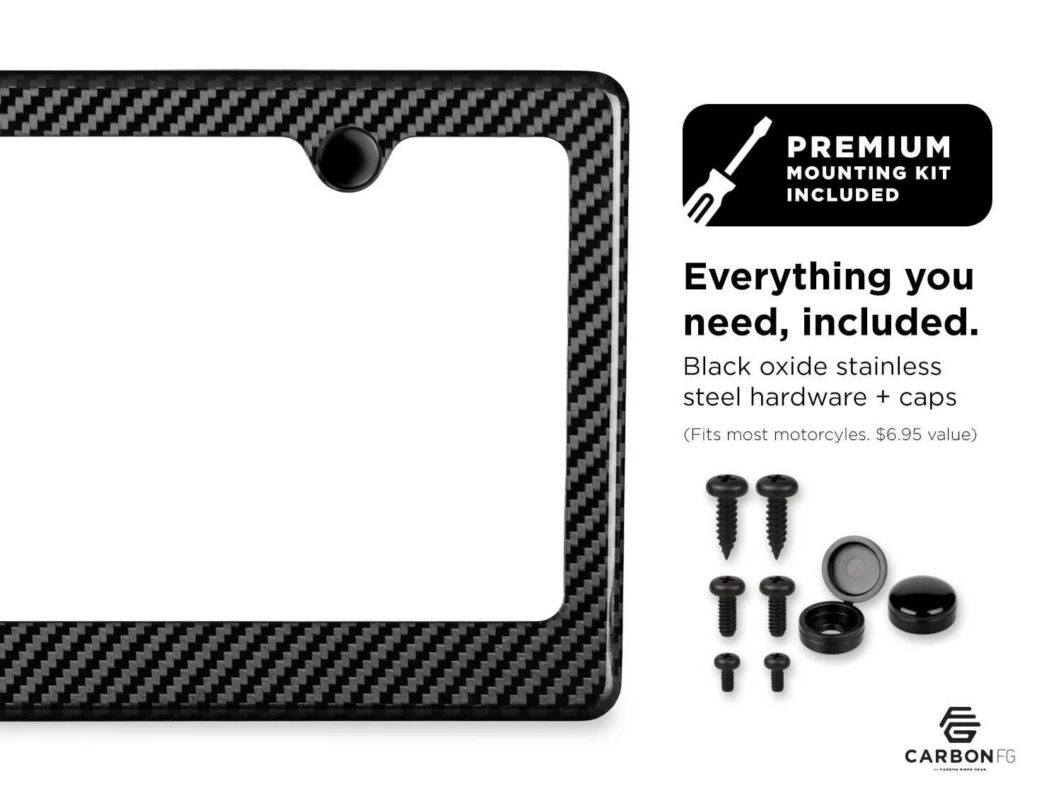 Carbon Fiber License Plate Frame - 2 Holes Wide Bottom - Gloss Finish - Image 4