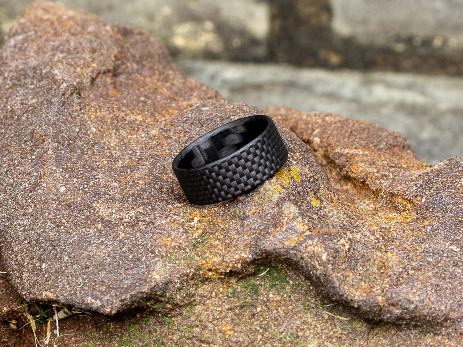 CarbonFG WeaveForce Gridlock Carbon Fiber Ring - Carbon Fiber / Textured 1k Plain Weave / 8mm - Image 2